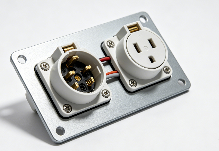 Angled Panel Mounted Industrial Socket